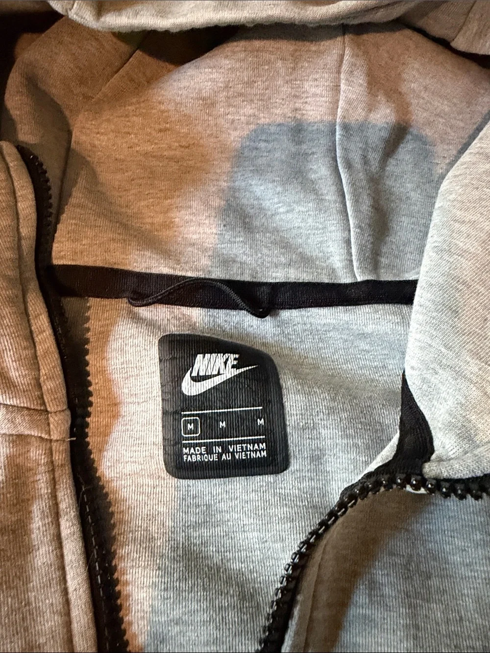 Nike Light Gray Full-Zip Hooded Sweatshirt with Black Trim
